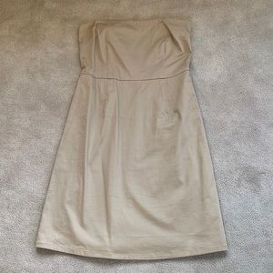 Tan strapless stretchy dress